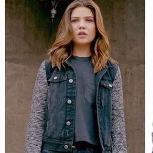 Free People Knit Hooded Denim Jacket Y2K The Originals Size Small